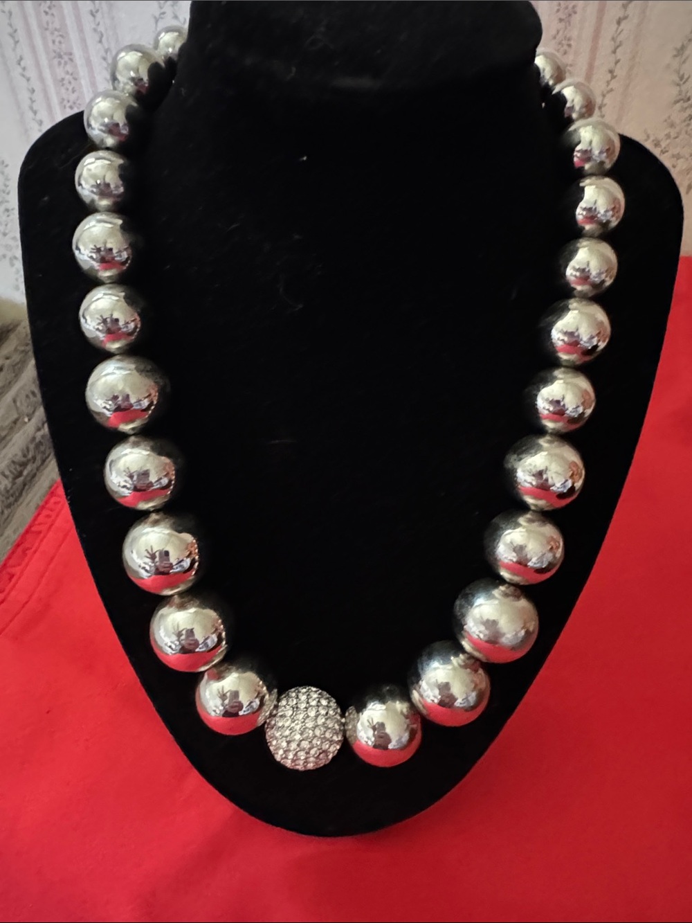 Alfani Shimmering Silver Beaded Necklace
